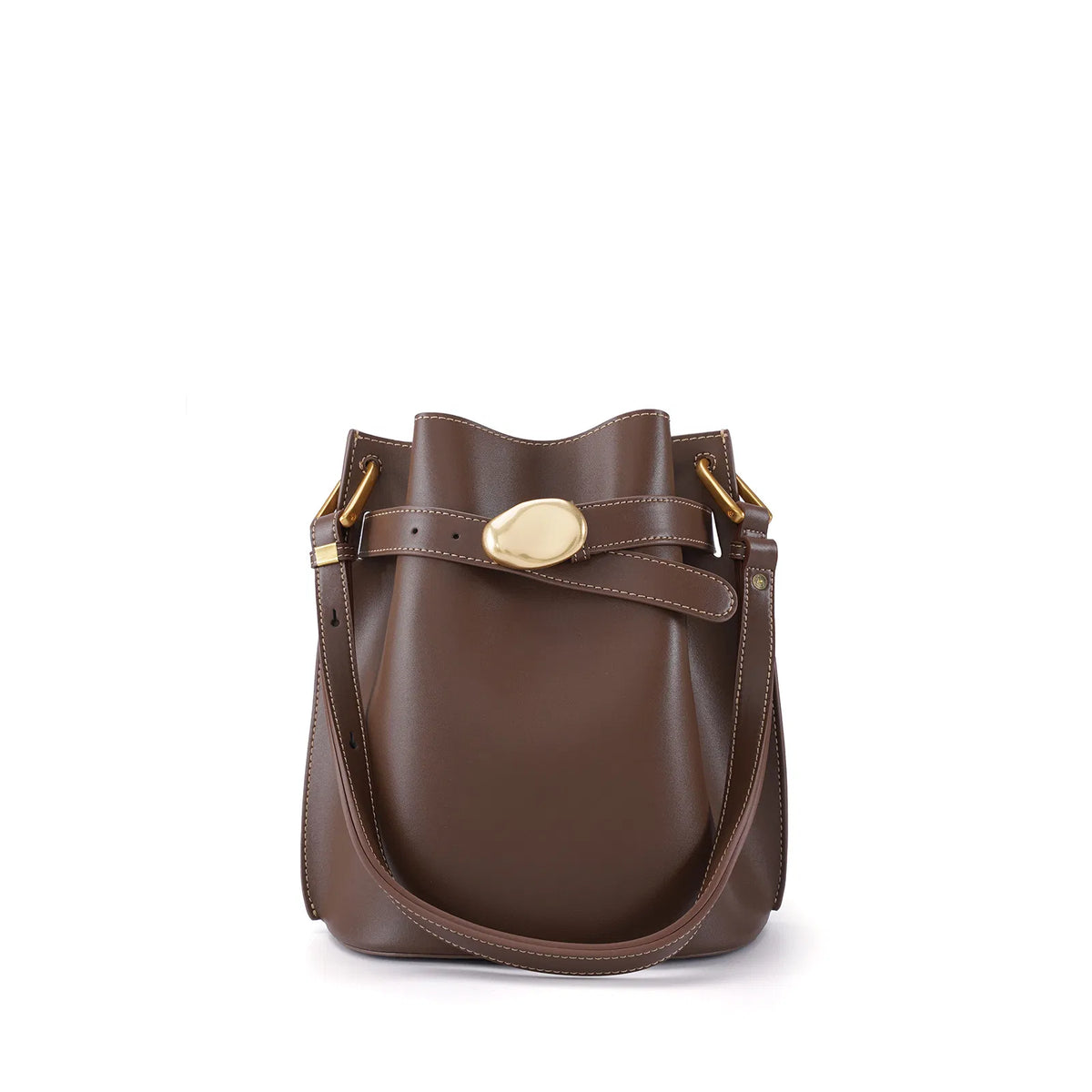 Cowhide Bucket Bag Female Ins Wind Shoulder Oblique Span Handbag Underarm Commuting Bag