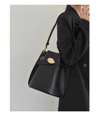 Cowhide Bucket Bag Female Ins Wind Shoulder Oblique Span Handbag Underarm Commuting Bag