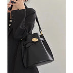 Cowhide Bucket Bag Female Ins Wind Shoulder Oblique Span Handbag Underarm Commuting Bag