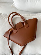New Hand Wing Bag Female Fashion Senior Sense Basket Bag Simple Niche PU Crossbody Bucket Bag Female