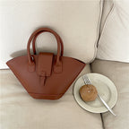New Hand Wing Bag Female Fashion Senior Sense Basket Bag Simple Niche PU Crossbody Bucket Bag Female