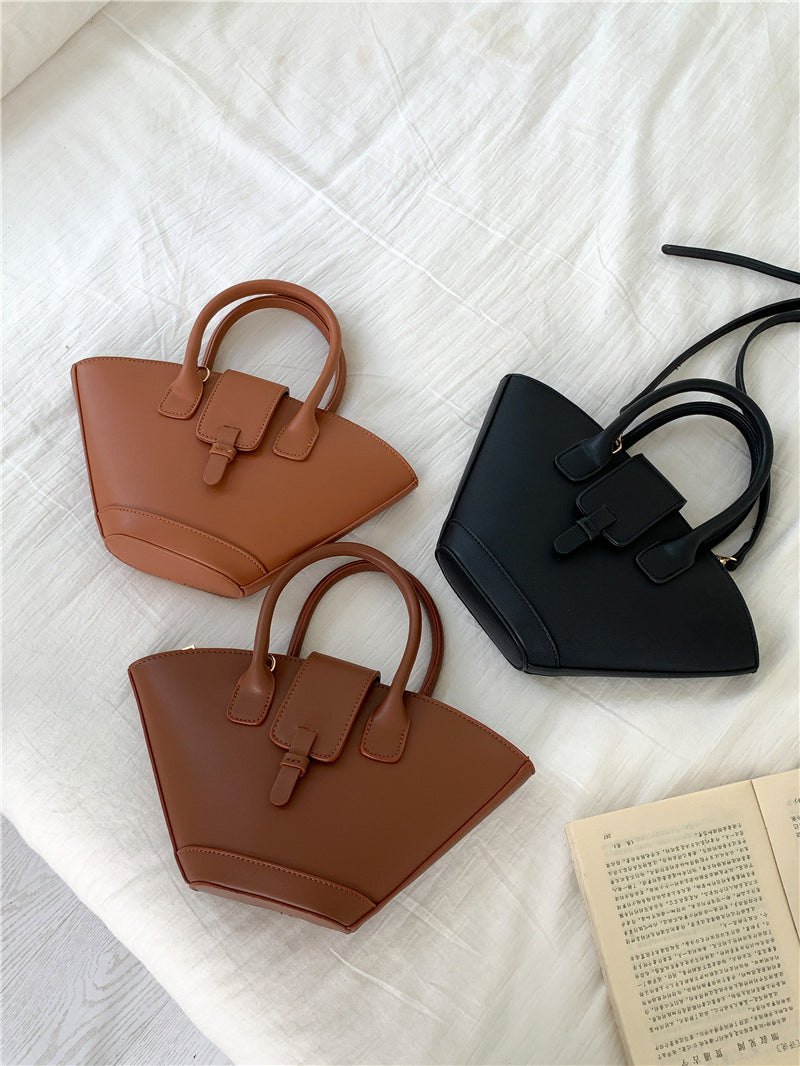 New Hand Wing Bag Female Fashion Senior Sense Basket Bag Simple Niche PU Crossbody Bucket Bag Female