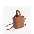 New Niche Vintage Flower Basket Bag Leather Basket Handbag Women's Single Shoulder Crossbody Bag Cowhide Bucket Bag