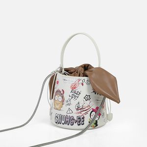 (V03) PU Leather Bucket Bag Graffiti-Art Printed Bag
