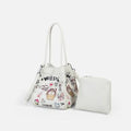 (V05) Top Quality PU Leather Bucket Bags with Graffiti-Art Printed Trendy PU Leather Bucket Bags Featuring Artistic Graffiti 
