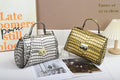 (V089) Popular Brand Design Gold and Silver Crocodile Handbag