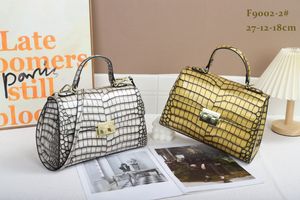 (V089) Popular Brand Design Gold and Silver Crocodile Handbag
