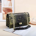 (V092) Pop First Layer Cowhide Crocodile Chain Women's Bag Enamelled Snake Head Crossbody Bag Europe and The United States Tr