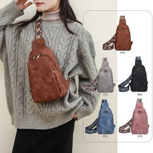 (V1020) New Arrival Ladies Embroidery Large Capacity Chest Front Backpack for Outdoor Leisure