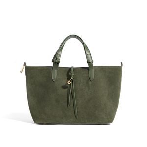 (V1078) Autumn Winter Maillard Retro Basket Tote Bag, Versatile Genuine Leather Women Matte Bucket Bag Large Capacity