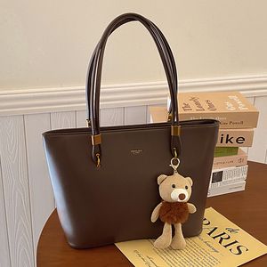 (V1088) 2026 New Arrival Large Capacity Retro Minimalist Tote Bag, PU Solid Color Commuter Shoulder Handbag for Women