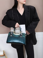 (V143) 2023 Autumn and Winter New Stone Pattern Patent Leather Handbag Single Shoulder Crossbody Bag Elegant Stone Pattern Patent Leather Handbag for Stylish