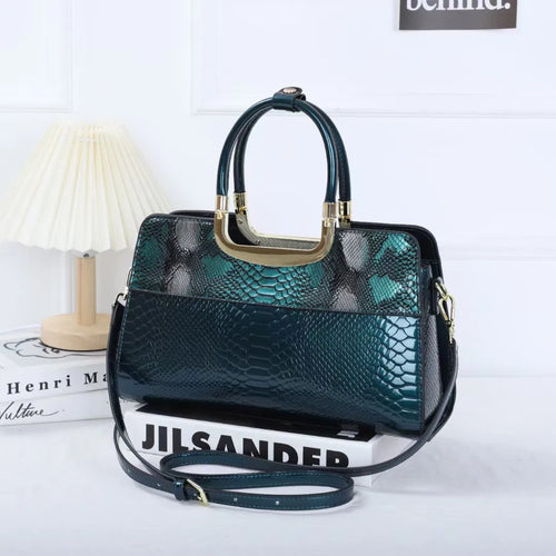 (V143) 2023 Autumn and Winter New Stone Pattern Patent Leather Handbag Single Shoulder Crossbody Bag Elegant Stone Pattern Patent Leather Handbag for Stylish