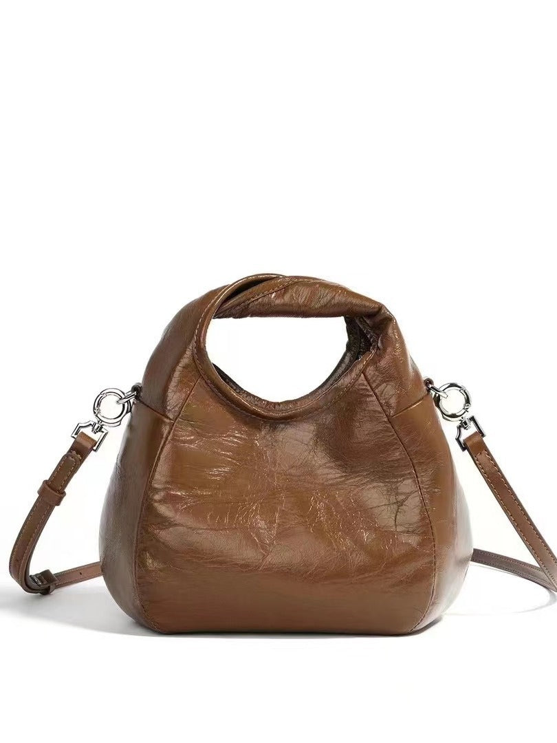 (V2708) Niche Head Layer Cowhide Light One-Shoulder Crossbody Bag