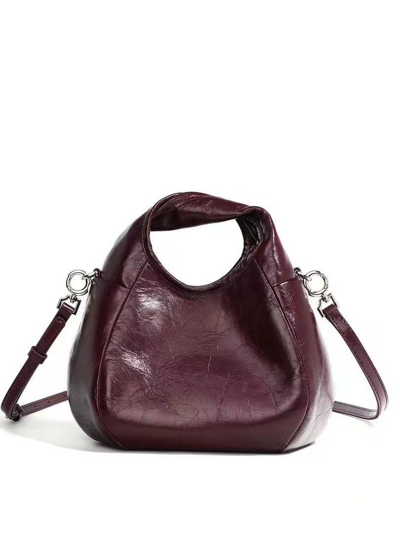 (V2708) Niche Head Layer Cowhide Light One-Shoulder Crossbody Bag