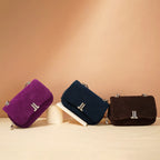 (V2716) Suede Skew Commuter Shoulder Bag with a Niche Design Sense Carrying Dinner Bag