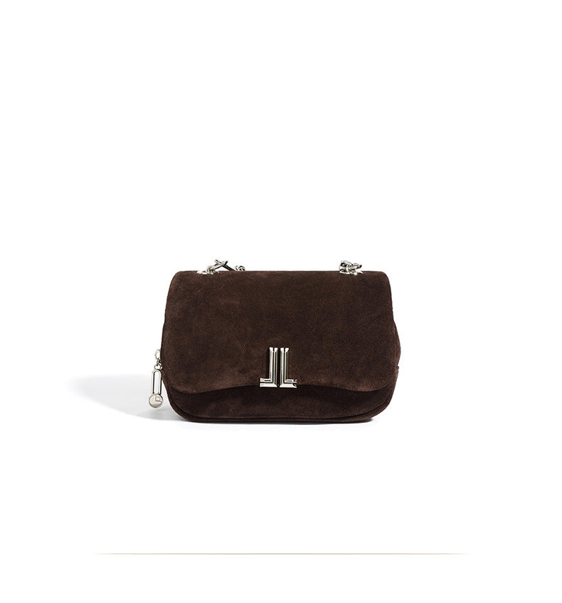 (V2716) Suede Skew Commuter Shoulder Bag with a Niche Design Sense Carrying Dinner Bag