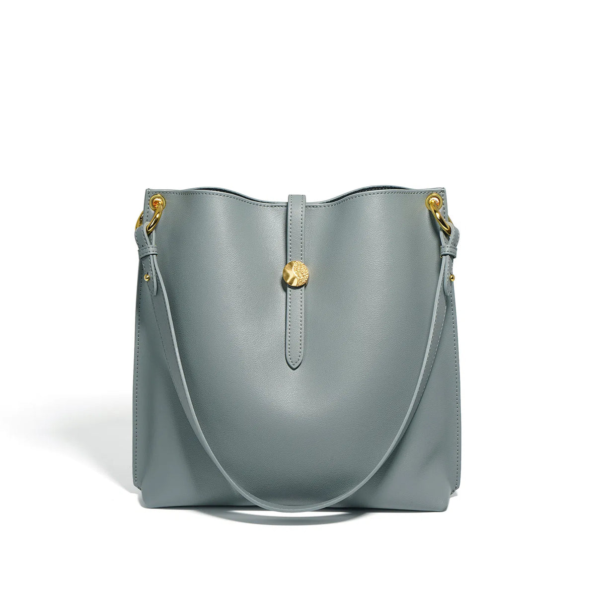 (V2724) Leather Bucket Bag Fashion Commuter Bag Niche Single Shoulder Crossbody Tote Bag