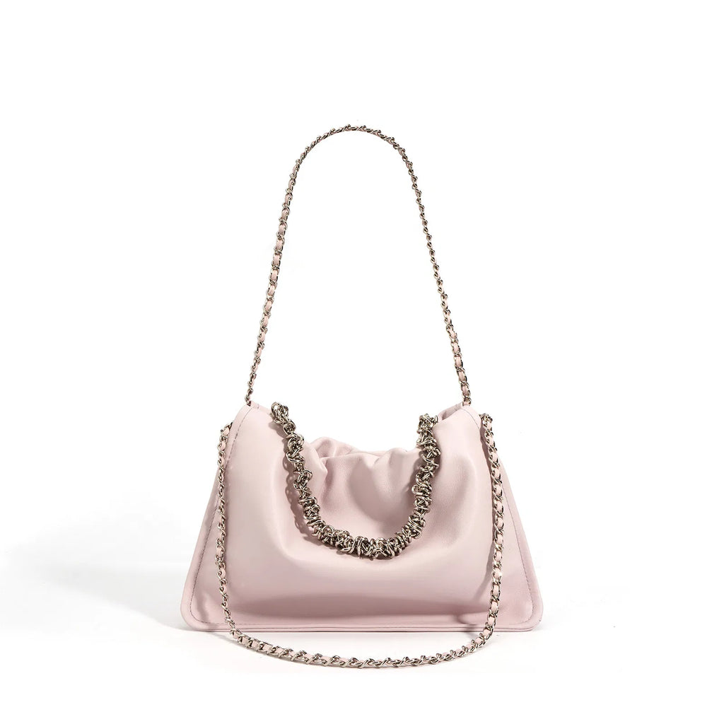 (V2734) Original Cowhide Cloud Bag Leather Pleated Bag Crossbody Bag Woman