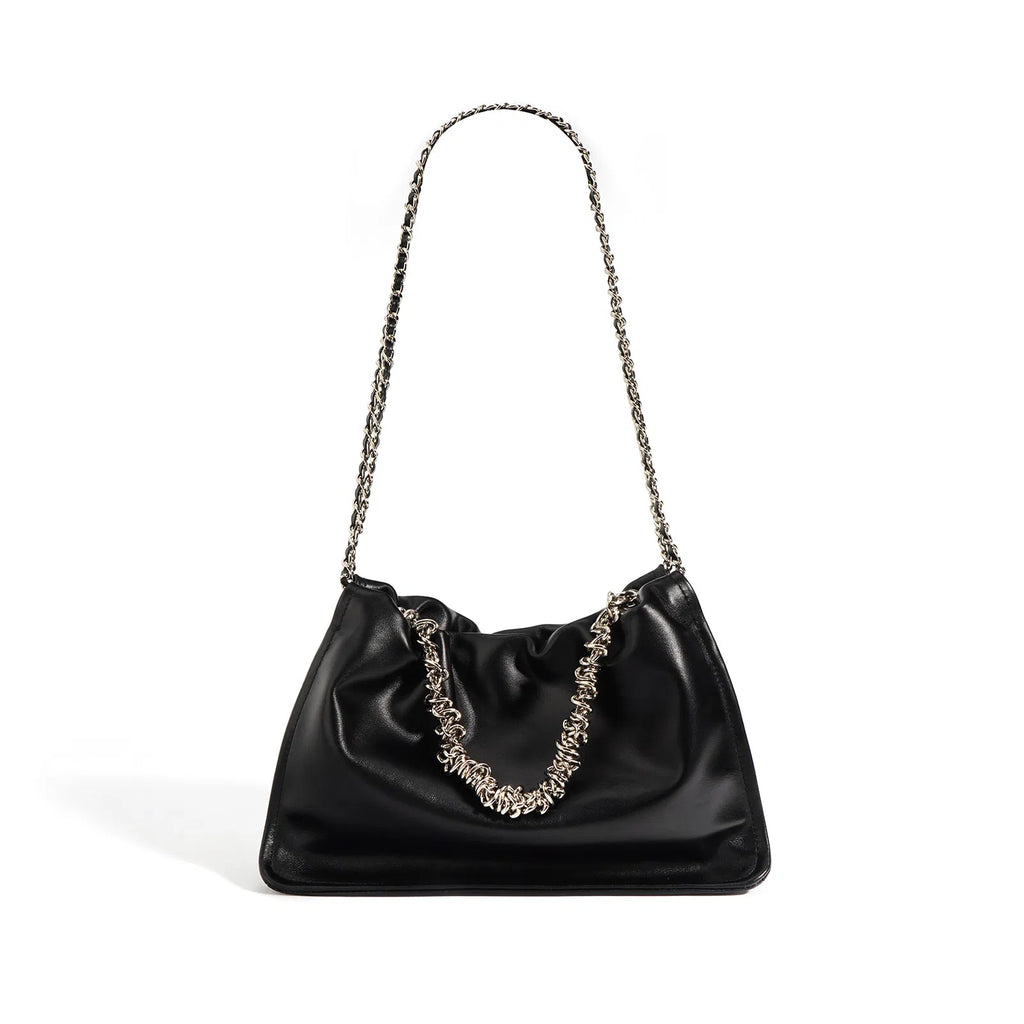(V2734) Original Cowhide Cloud Bag Leather Pleated Bag Crossbody Bag Woman