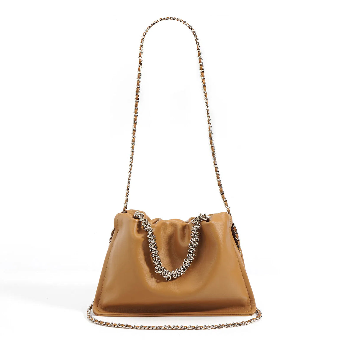 (V2734) Original Cowhide Cloud Bag Leather Pleated Bag Crossbody Bag Woman