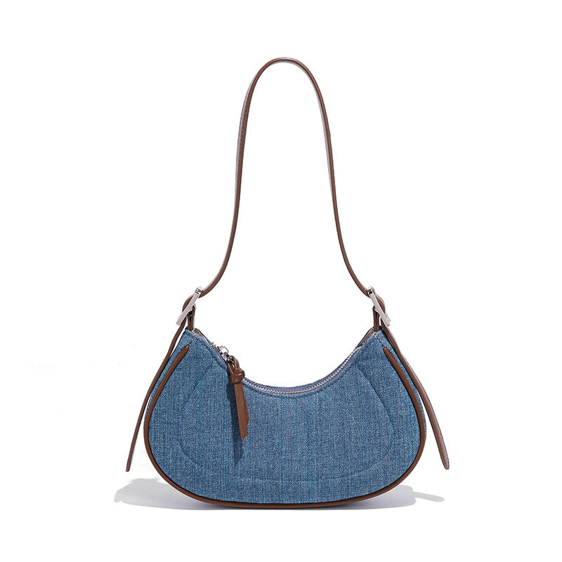 (V2769) Retro Crescent Handbag All Fashion Comfortable One-Shoulder Oblique Straddle Bag Woman