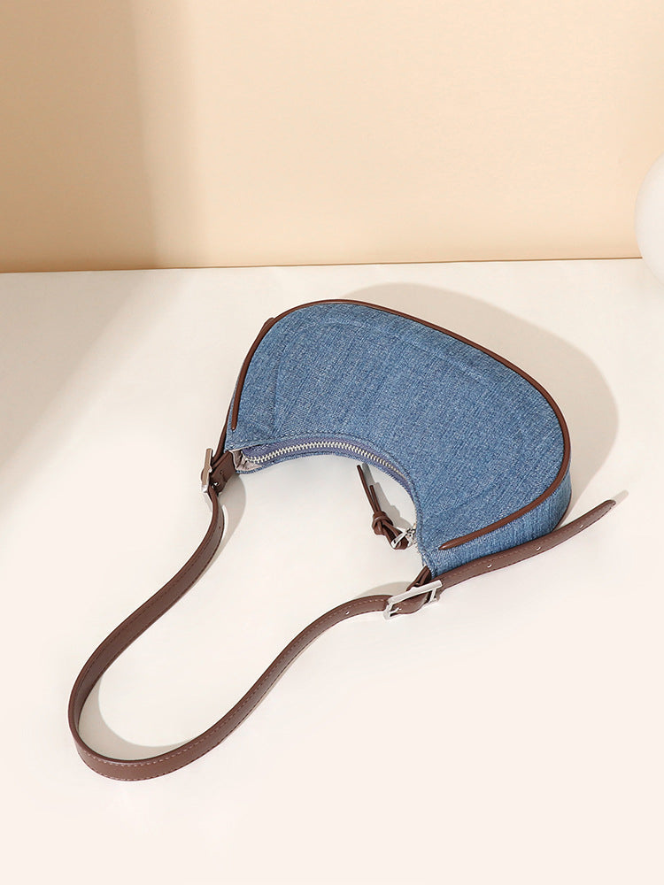 (V2769) Retro Crescent Handbag All Fashion Comfortable One-Shoulder Oblique Straddle Bag Woman