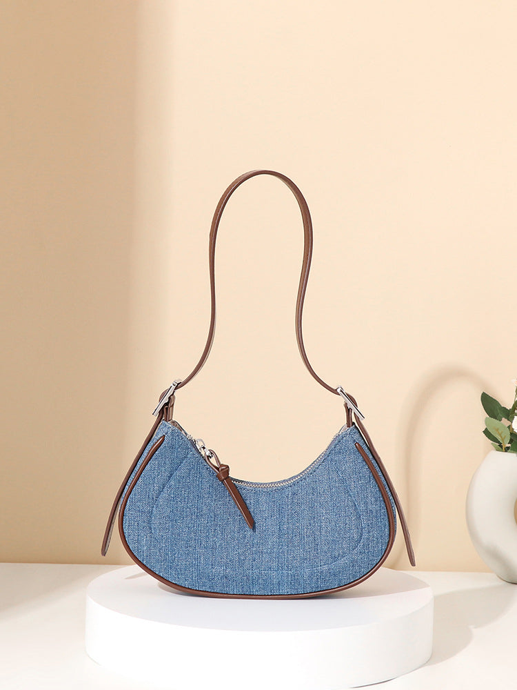 (V2769) Retro Crescent Handbag All Fashion Comfortable One-Shoulder Oblique Straddle Bag Woman