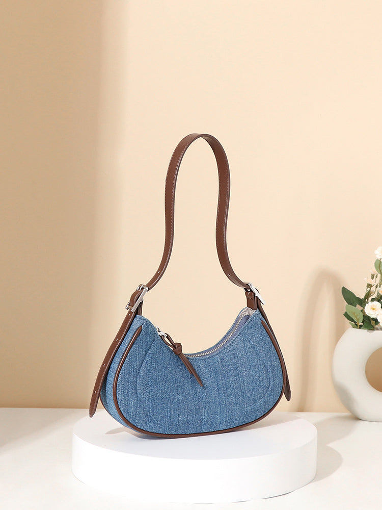 (V2769) Retro Crescent Handbag All Fashion Comfortable One-Shoulder Oblique Straddle Bag Woman