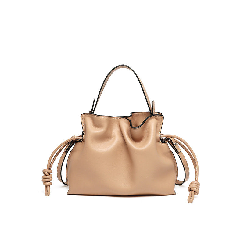 (V2855) New Drawstring Bucket Bag Light Luxury One Shoulder Bag Hand Carrying Cloud Dumpling Bag Light Luxury One Shoulder Cloud Dumpling Bag for Women