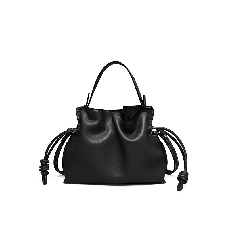 (V2855) New Drawstring Bucket Bag Light Luxury One Shoulder Bag Hand Carrying Cloud Dumpling Bag Light Luxury One Shoulder Cloud Dumpling Bag for Women