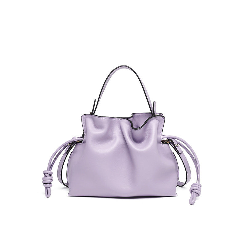 (V2855) New Drawstring Bucket Bag Light Luxury One Shoulder Bag Hand Carrying Cloud Dumpling Bag Light Luxury One Shoulder Cloud Dumpling Bag for Women