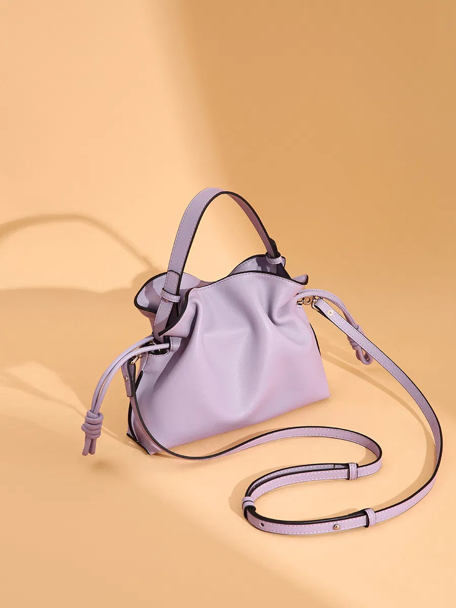 (V2855) New Drawstring Bucket Bag Light Luxury One Shoulder Bag Hand Carrying Cloud Dumpling Bag Light Luxury One Shoulder Cloud Dumpling Bag for Women