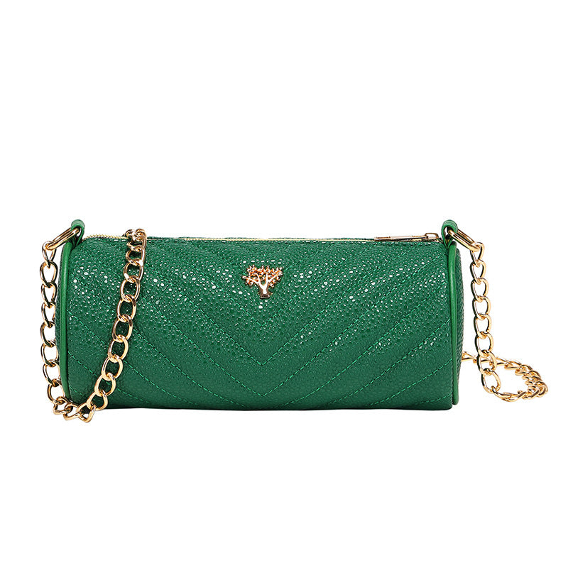 (V2975) Small Fragrant Wind Chain Cylinder New Style Soft Leather Crossbody Bag for Women