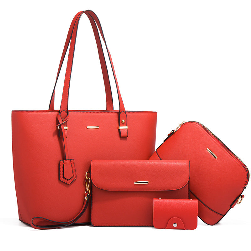 (V3007) Fashion Women's Bag Retro Girl Shoulder Handbag 2024 New Large Capacity Fashion Diagonal Span Four-Piece Set Bag