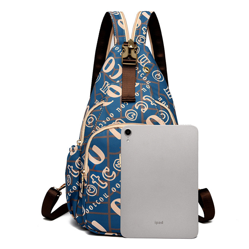(V4415) Oxford Letter Diagonal Backpack Chest Bag All Casual Multi-Purpose Backpack