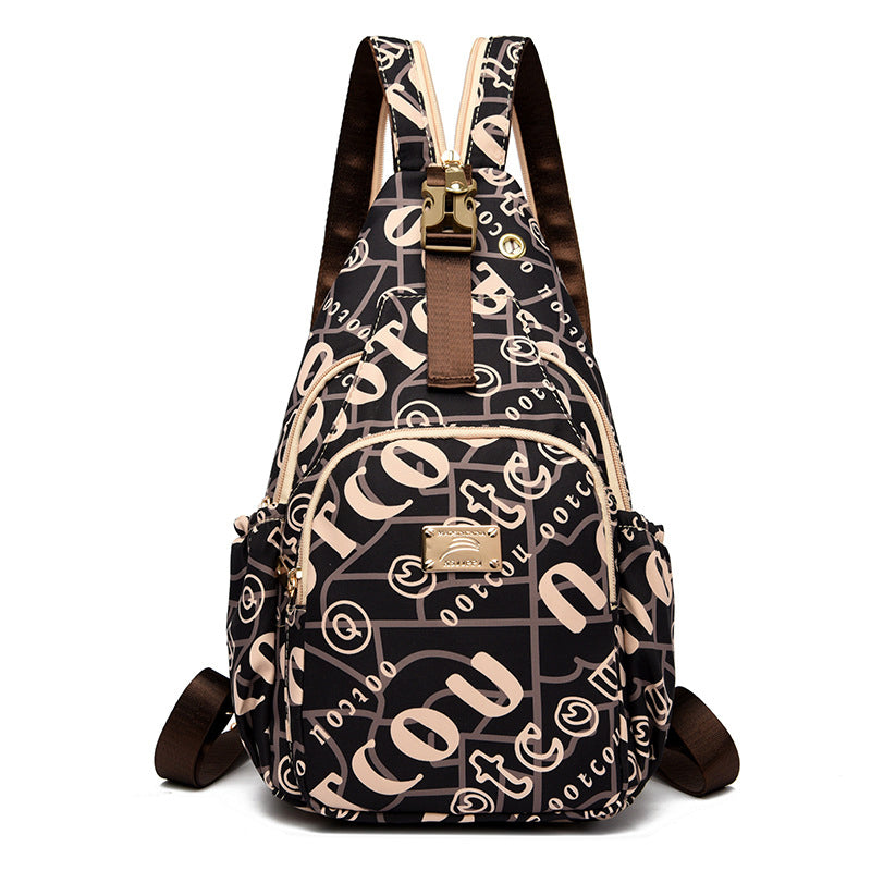 (V4415) Oxford Letter Diagonal Backpack Chest Bag All Casual Multi-Purpose Backpack