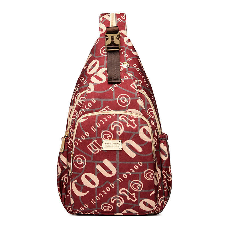 (V4415) Oxford Letter Diagonal Backpack Chest Bag All Casual Multi-Purpose Backpack