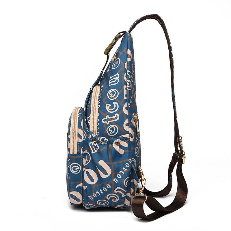 (V4415) Oxford Letter Diagonal Backpack Chest Bag All Casual Multi-Purpose Backpack
