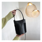 (V5598) Bucket Bag Frosted Fleece Patchwork Fashion Shoulder Straddle Tote Bag