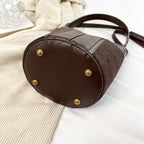 (V5598) Bucket Bag Frosted Fleece Patchwork Fashion Shoulder Straddle Tote Bag