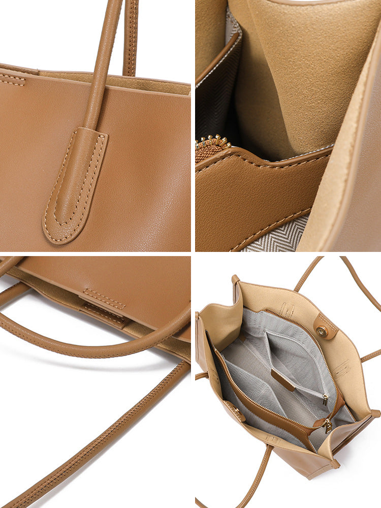 (V5607) Tote Bag Large Capacity Women's Leather Handbag Female Niche High-Grade Sense Everything Commuter Shoulder Bag