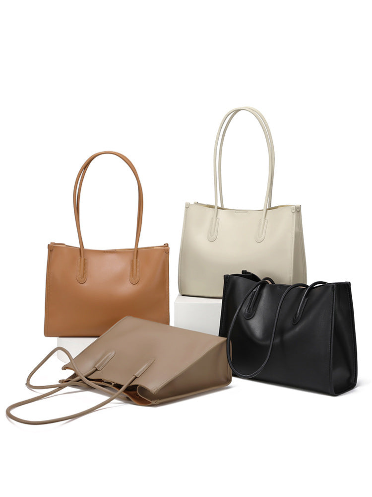 (V5607) Tote Bag Large Capacity Women's Leather Handbag Female Niche High-Grade Sense Everything Commuter Shoulder Bag