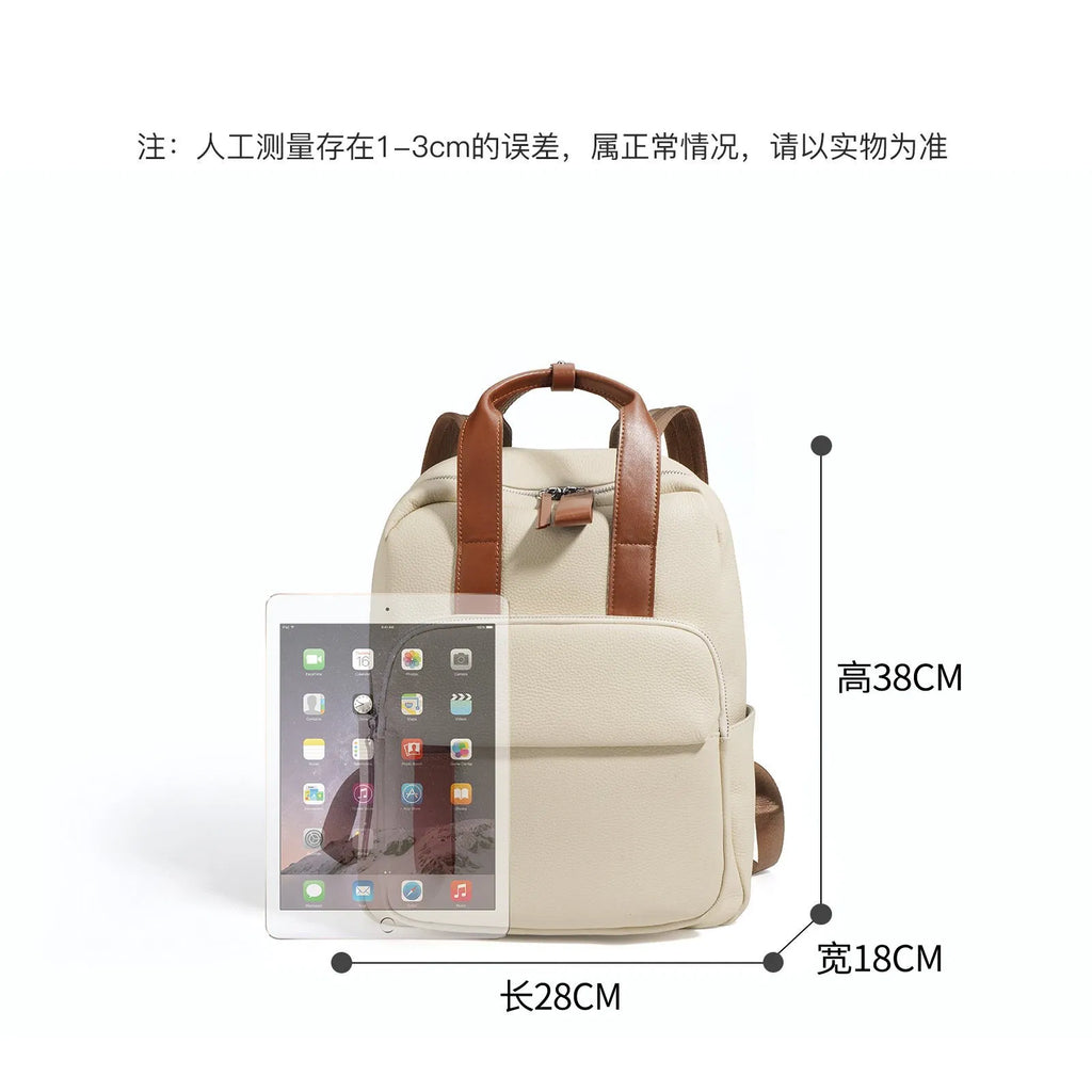 (V5702) Travel Short Luggage Cowhide Backpack Women's Large Capacity Travel Backpack Student Schoolbag Computer Bag Commuter Bag