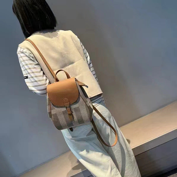 (V5712) Simple Contrast Color Casual Shoulder Bag a Variety of Back to School Commuting Backpack Front Can Be Opened Fanny Pack Chest Bag Wholesale