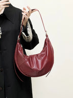 (V5938) The First Layer of Cowhide Dumpling Bag Fashion Casual Advanced Sense Soft Cloud Crescent Bag Large Capacity Leather Crossbody Armpit Bag