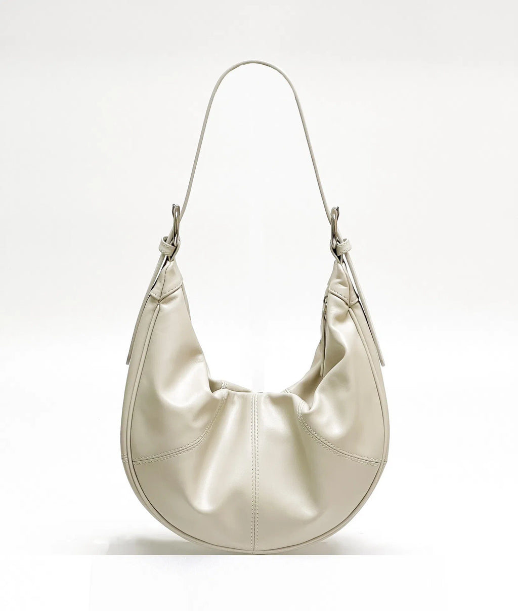 (V5938) The First Layer of Cowhide Dumpling Bag Fashion Casual Advanced Sense Soft Cloud Crescent Bag Large Capacity Leather Crossbody Armpit Bag