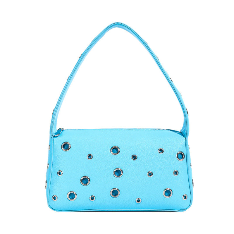 (V7083) Scooter Bag Europe and America Retro Handbag Rivet Bag One Shoulder Armpit Bag