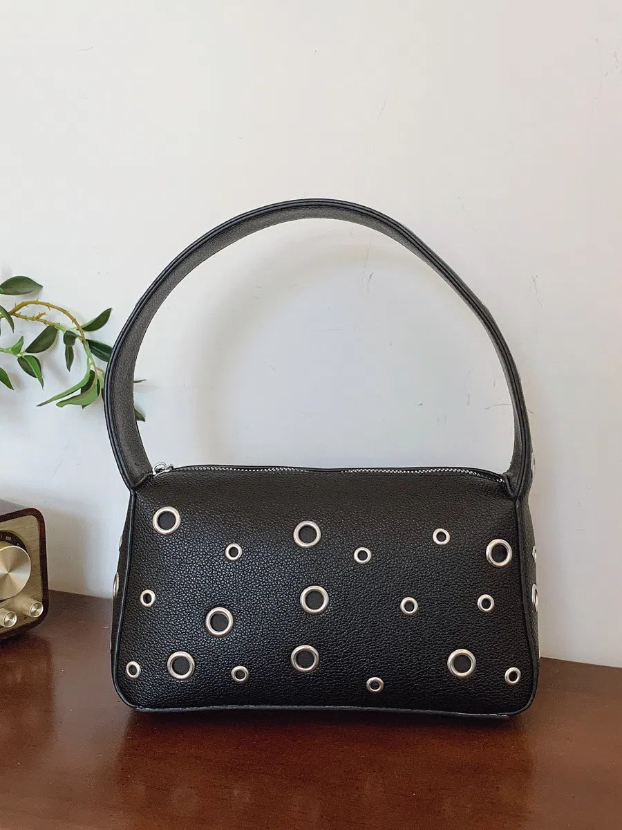 (V7083) Scooter Bag Europe and America Retro Handbag Rivet Bag One Shoulder Armpit Bag