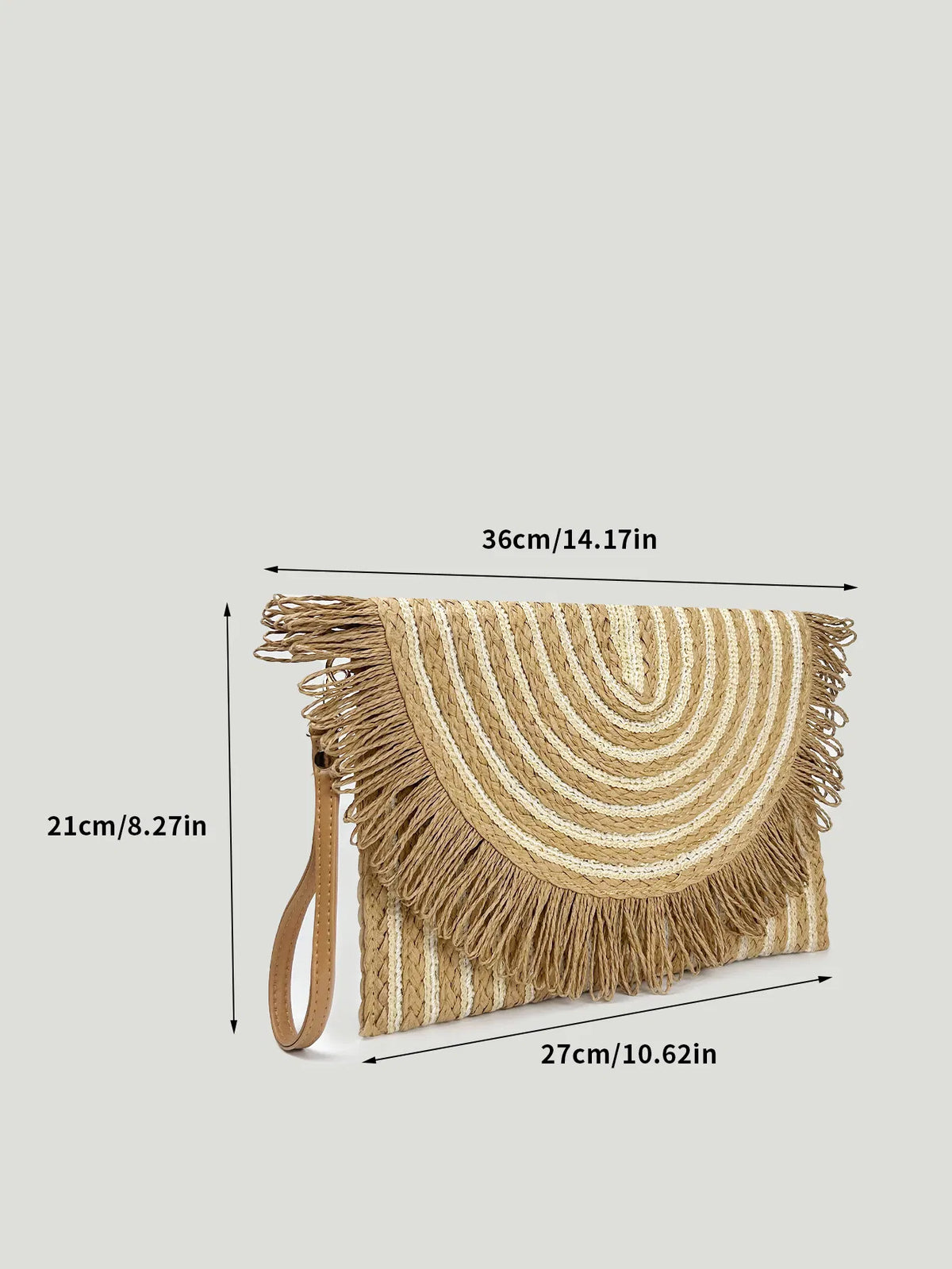 (V7462) Handwoven Bag Cross-Body Handbag Small Bohemian Style Summer Beach Tassel Straw Woven Bag